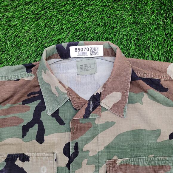 Vintage Woodland Camo Coat Jacket S/M 21x26 Blue Brown Black - Picture 12 of 16